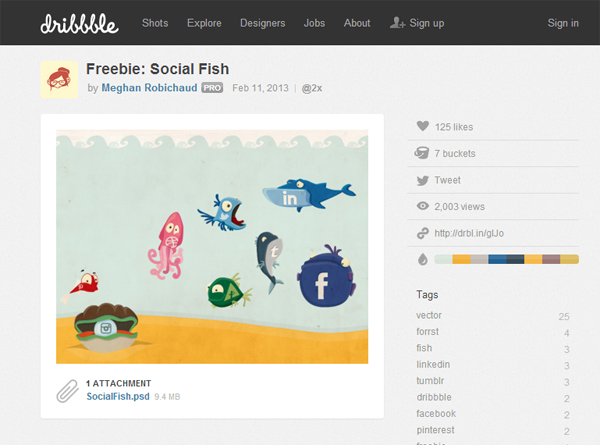 Dribbble - Freebie- Social Fish by Meghan Robichaud