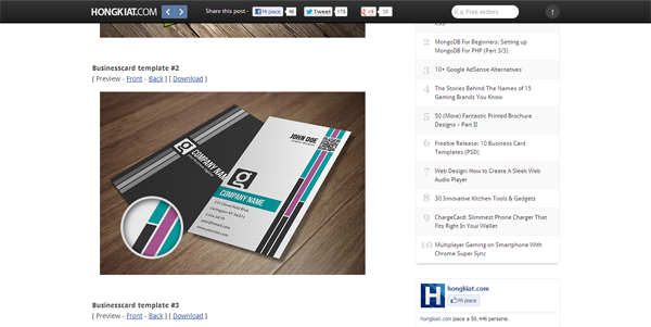 Freebie Release- 10 Business Card Templates (PSD)
