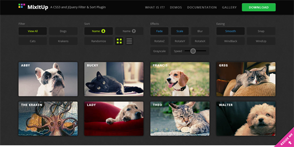 MixItUp jQuery plugin homepage