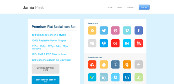 Premium Flat Social Icon Set